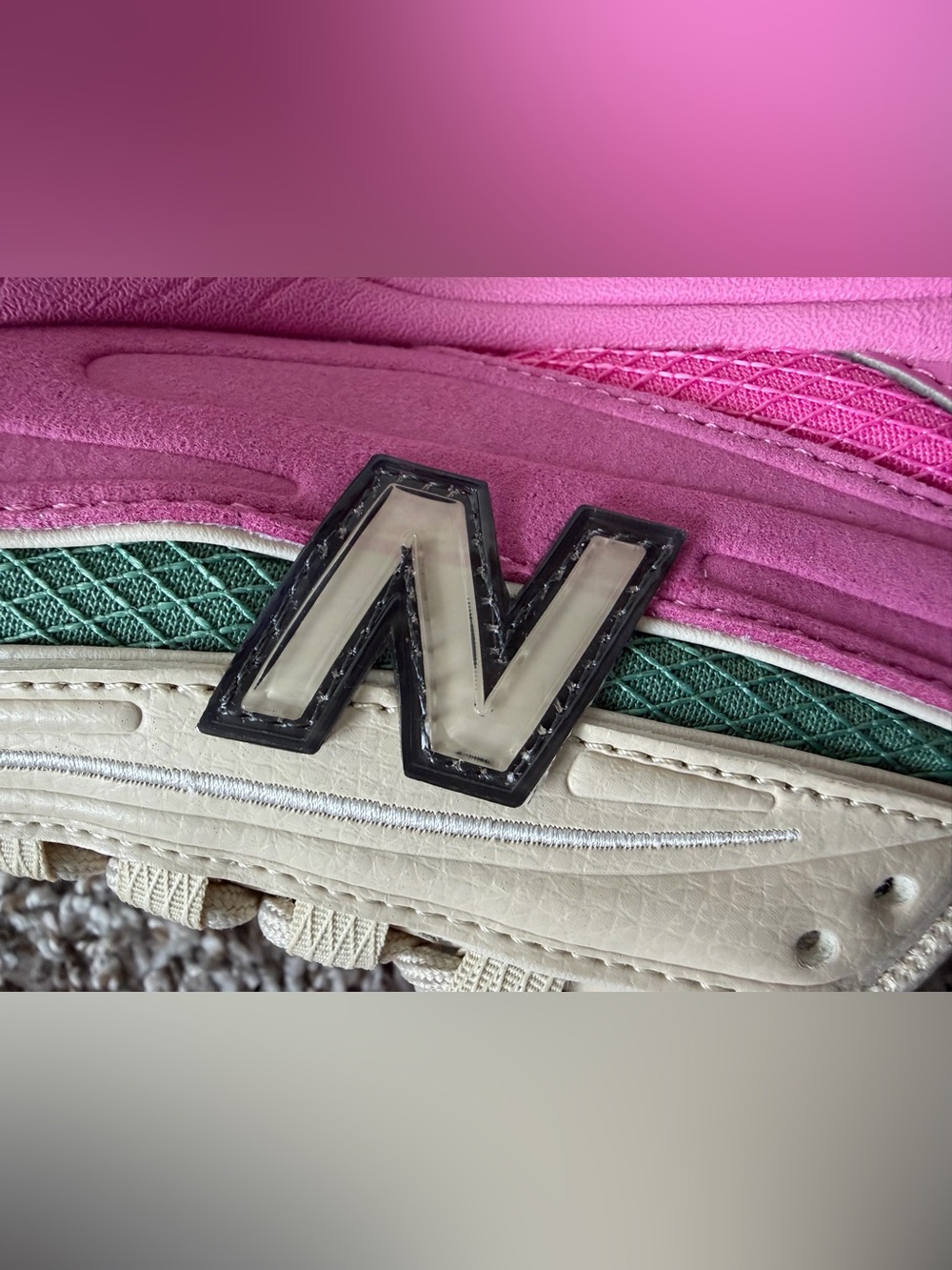 New Balance 1000 Pink Green Cream Running Sneakers - Picture 9 of 10